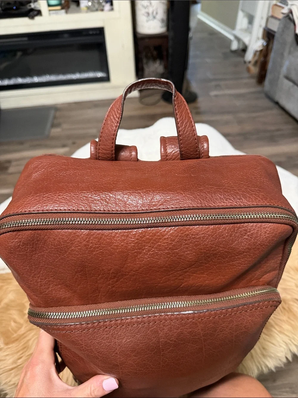 Frye Unisex Laptop Backpack in Brown Leather EUC